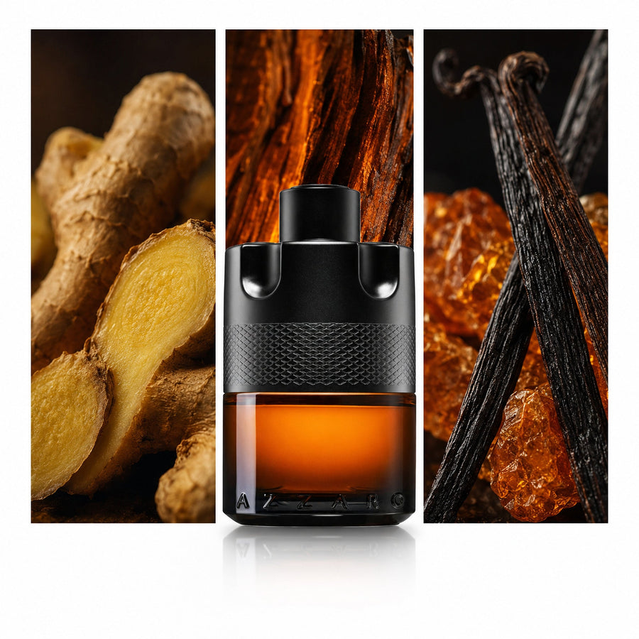 Azzaro The Most Wanted Parfum — composición editorial fotográfica DYNASTY