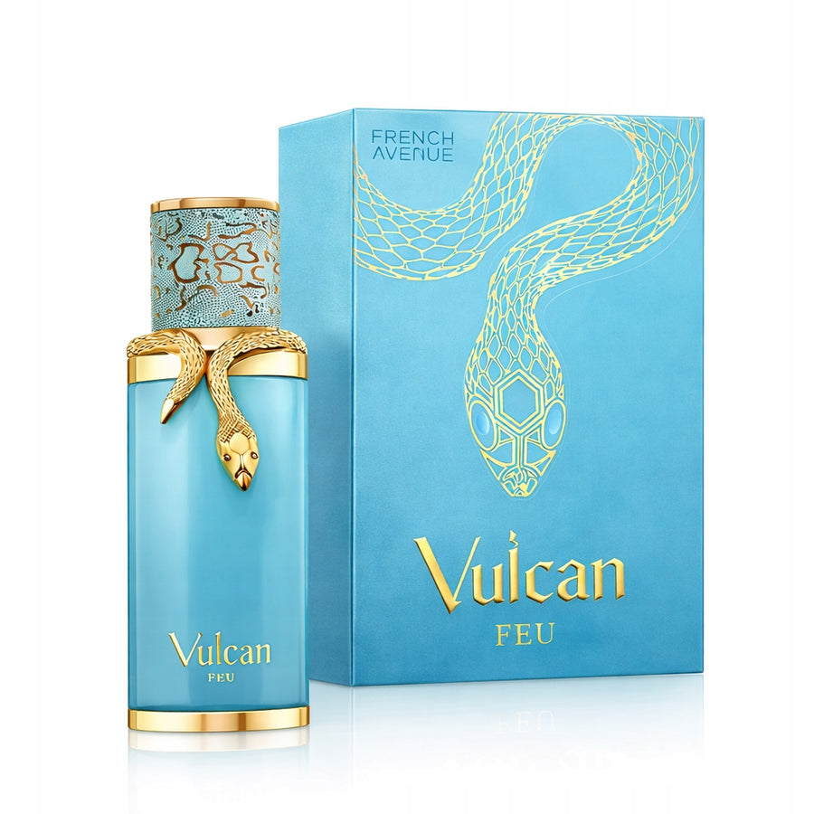 French Avenue Vulcan Feu 100 ML — frasco y caja del perfume