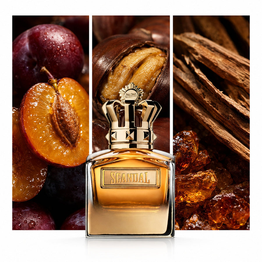 Jean Paul Gaultier Scandal Pour Homme Absolu — composición editorial fotográfica DYNASTY