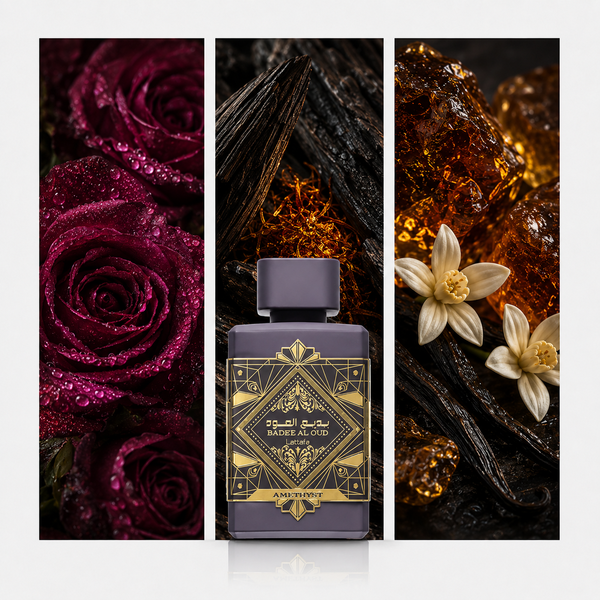 Lattafa Bade’e Al Oud Amethyst: composición visual de sus acordes principales