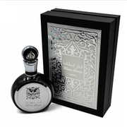 Lattafa Fakhar Black 100 ML — frasco y caja del perfume