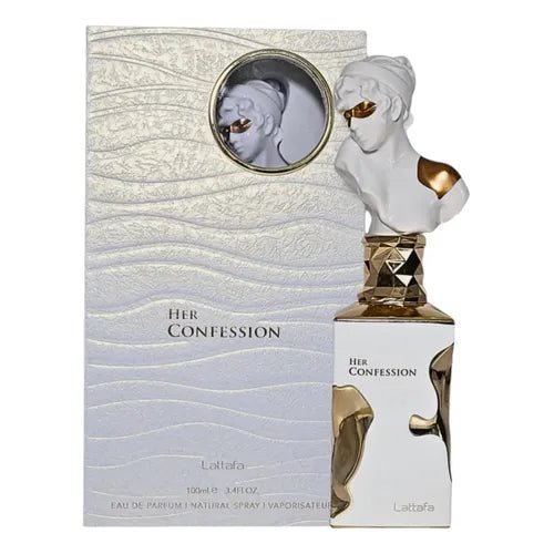 Lattafa Her Confession 100 ML — frasco y caja del perfume