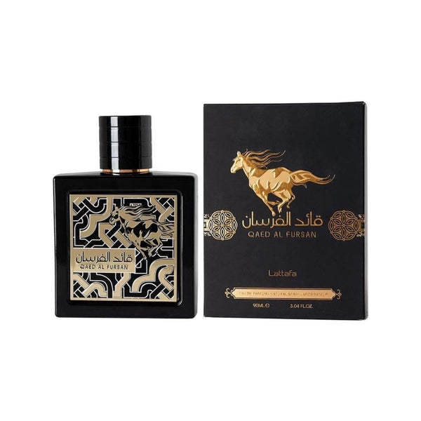 Lattafa Qaed Al Fursan perfume original con frasco y caja