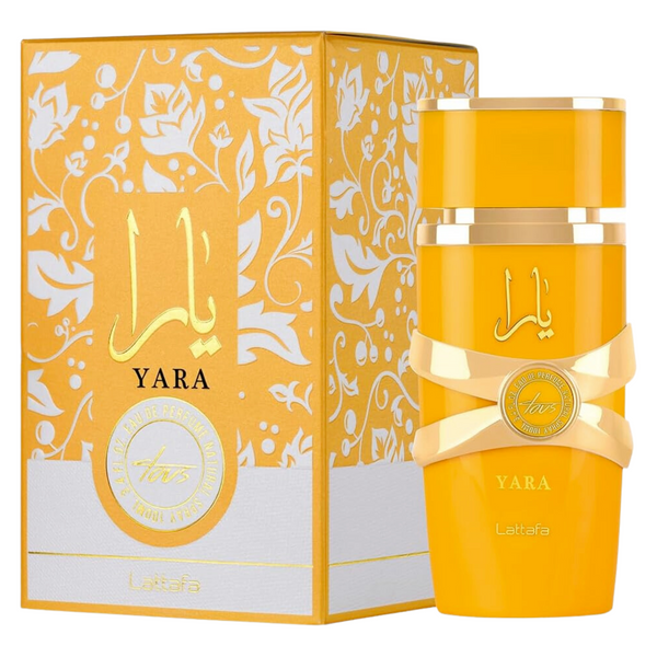 Lattafa Yara Tous 100 ML — frasco y caja del perfume