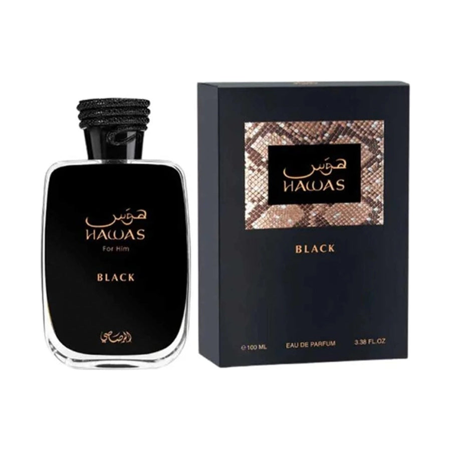 Rasasi Hawas Black — frasco y caja original