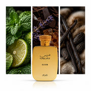 Rasasi Hawas Elixir — composición editorial fotográfica DYNASTY