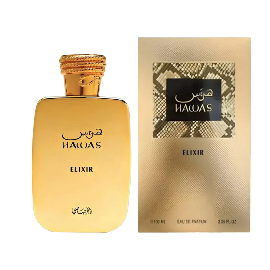Rasasi Hawas Elixir perfume original con frasco y caja