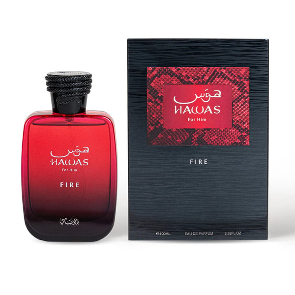 Rasasi Hawas Fire 100 ML — frasco original con caja