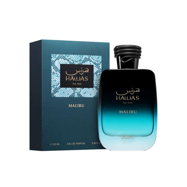 Rasasi Hawas Malibu 100 ML — frasco original con caja
